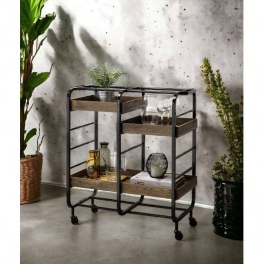 Vorrik Black Walnut Serving Cart