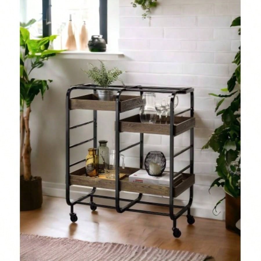 Vorrik Black Walnut Serving Cart