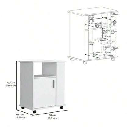 Kitchen Cart Newark, Three Side Shelves, White