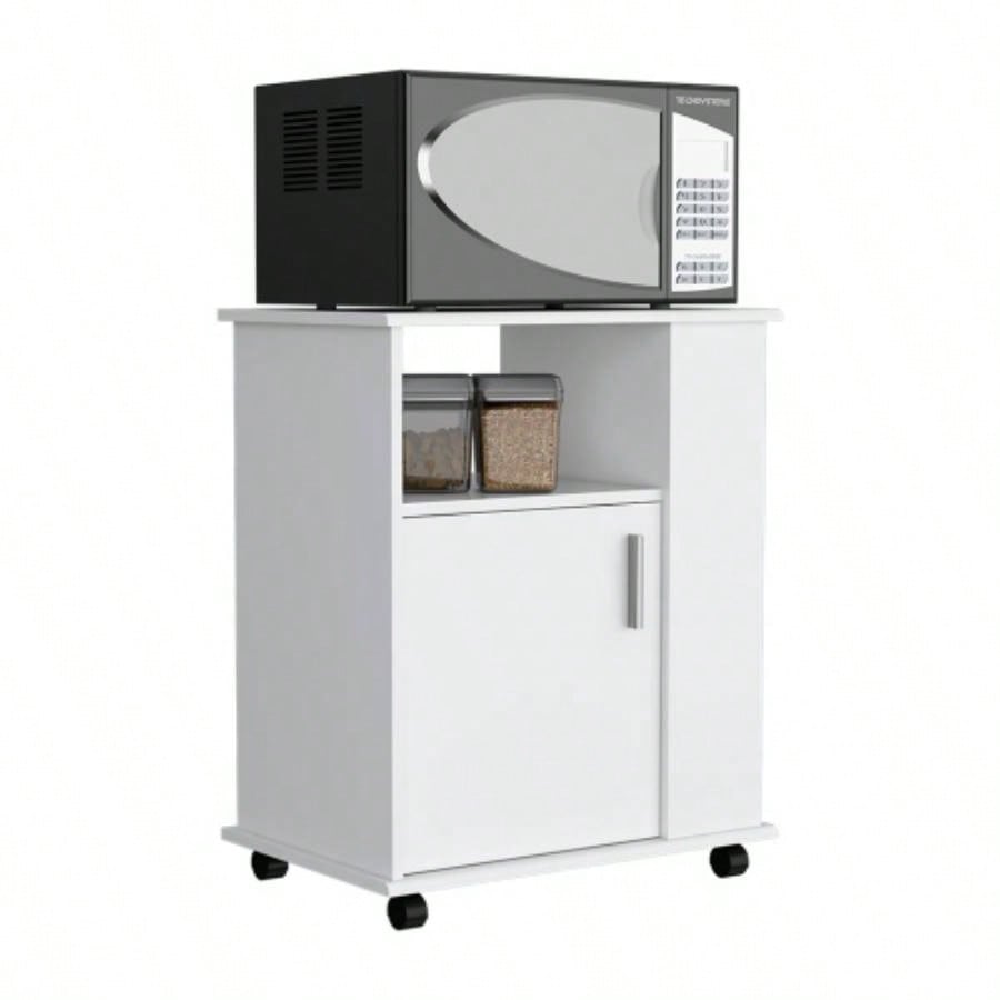 Kitchen Cart Newark, Three Side Shelves, White