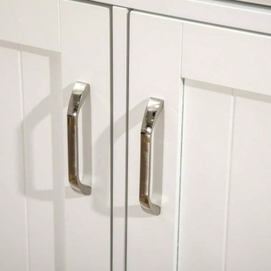 Kitchen Island with Storage Cabinet and 2 - Level Rubber Wood Tabletop, Island Table with Adjustable Shelves and Drawers, White