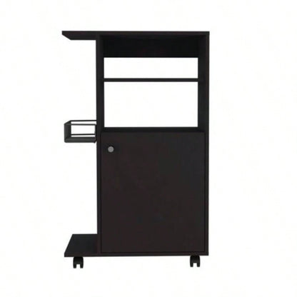 DEPOT E - SHOP Opal Kitchen Cart, Single Door Cabinet, Four Casters, Black