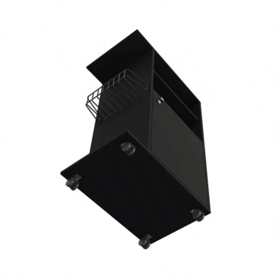 DEPOT E - SHOP Opal Kitchen Cart, Single Door Cabinet, Four Casters, Black