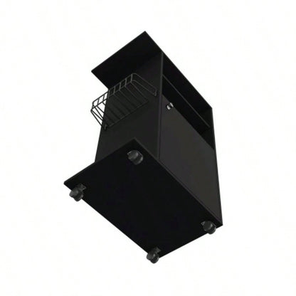 DEPOT E - SHOP Opal Kitchen Cart, Single Door Cabinet, Four Casters, Black