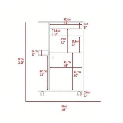 DEPOT E - SHOP Opal Kitchen Cart, Single Door Cabinet, Four Casters, Black