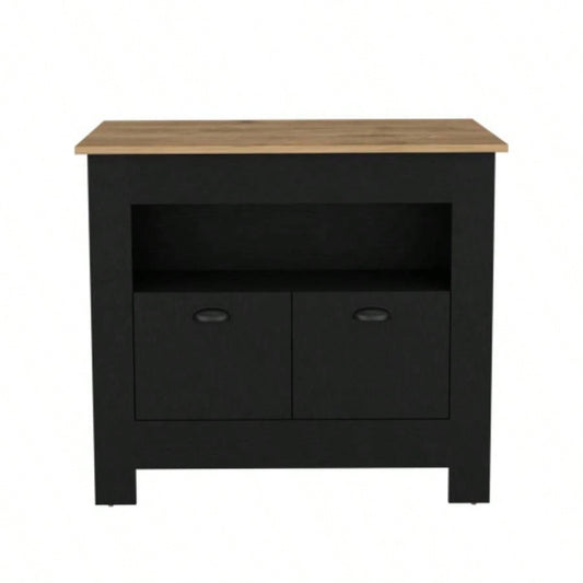 Kitchen Island Geneva, Black/ Macadamia