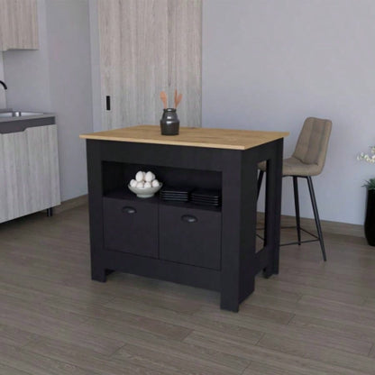 Kitchen Island Geneva, Black/ Macadamia