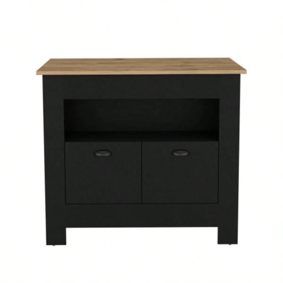 Kitchen Island Geneva, Black/ Macadamia
