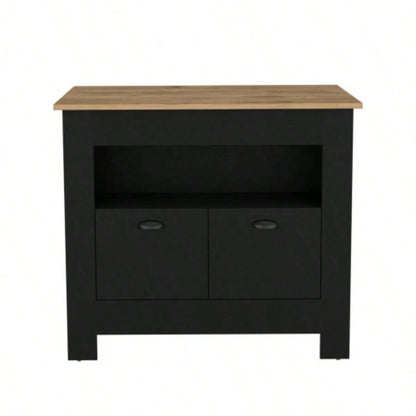 Kitchen Island Geneva, Black/ Macadamia