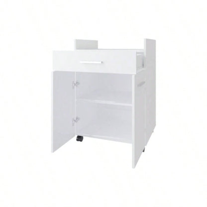 FM FURNITURE Burnside Kitchen Cart with 2 Doors and 1 Drawer, White