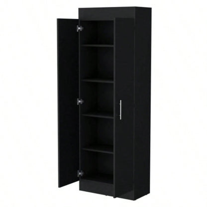 Dawson Pantry Cabinet with Sleek 5 - Shelf Storage
