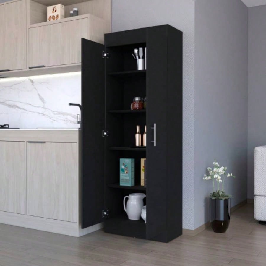 Dawson Pantry Cabinet with Sleek 5 - Shelf Storage