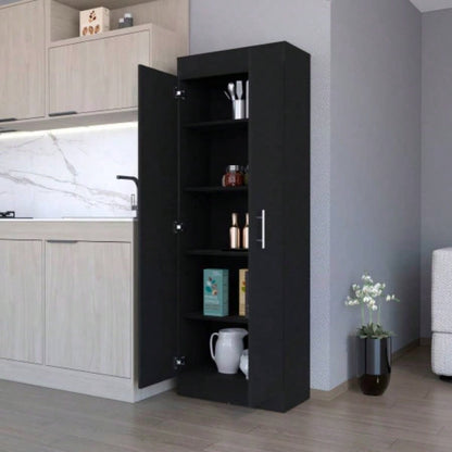 Dawson Pantry Cabinet with Sleek 5 - Shelf Storage