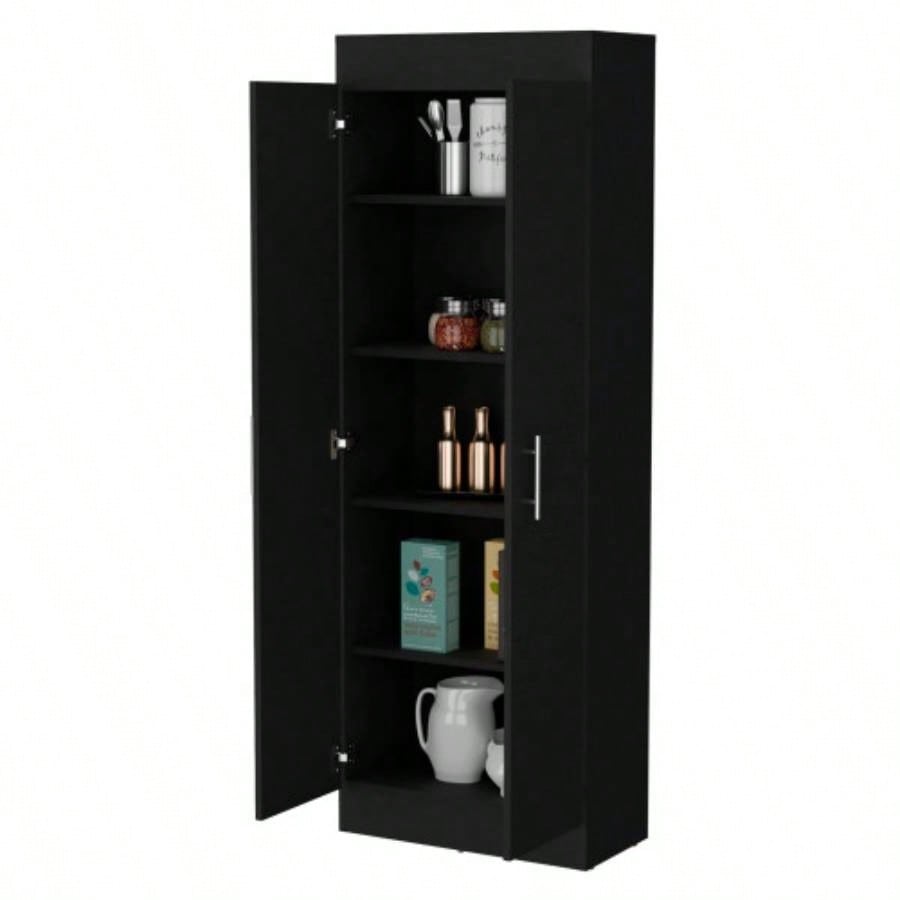 Dawson Pantry Cabinet with Sleek 5 - Shelf Storage