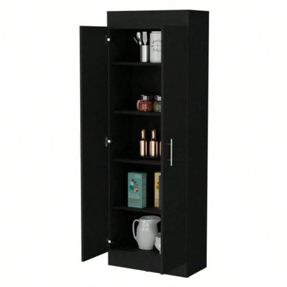 Dawson Pantry Cabinet with Sleek 5 - Shelf Storage