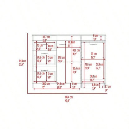 Laurel 3 - Drawer L - Shaped Convertible Kitchen Island White and Dark Walnut