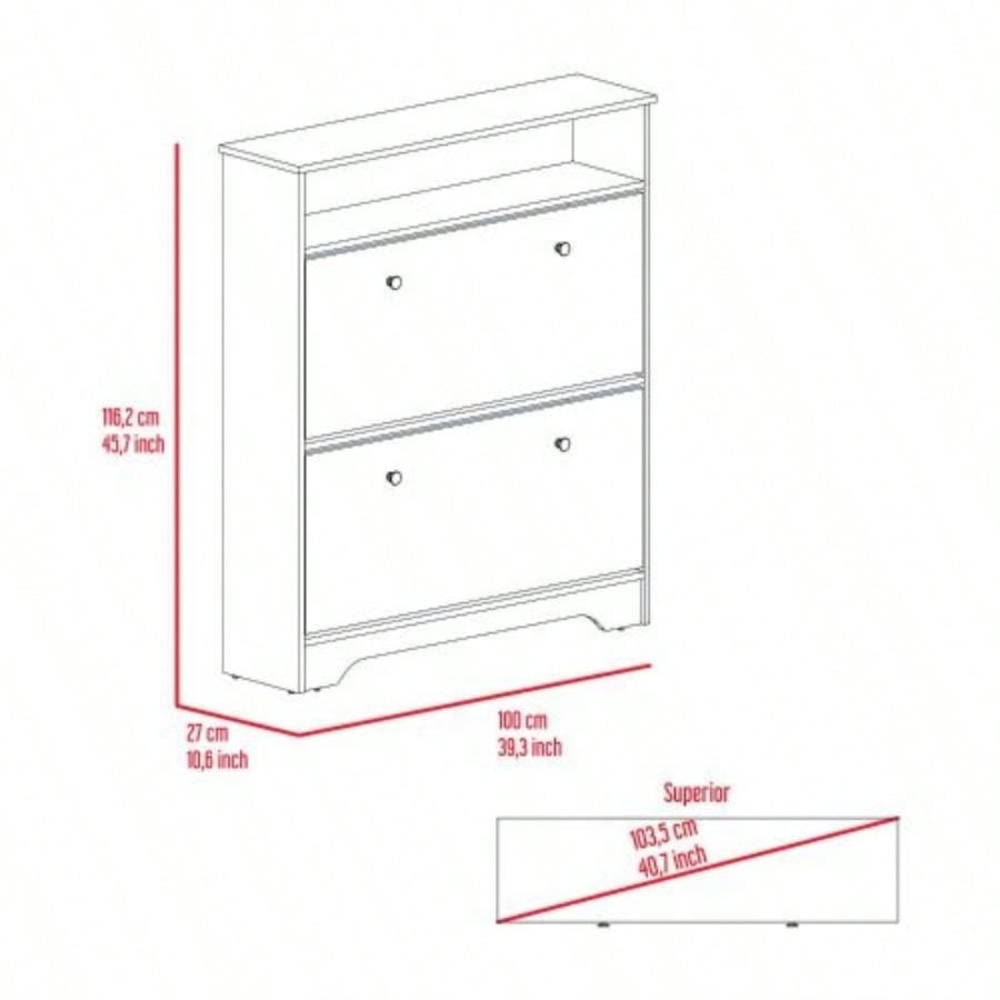Brandford Shoe Rack, Superior Top, Two Shelves