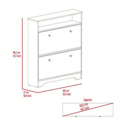Brandford Shoe Rack, Superior Top, Two Shelves