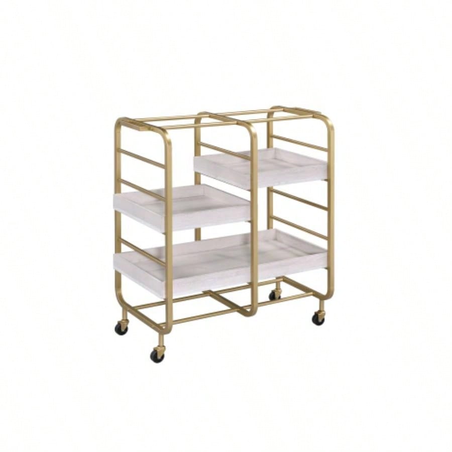 Vorrik Gold White Washed Serving Cart