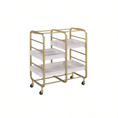 Vorrik Gold White Washed Serving Cart