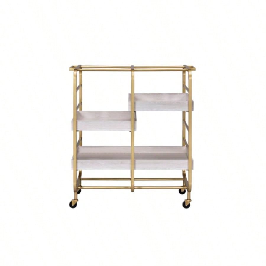 Vorrik Gold White Washed Serving Cart