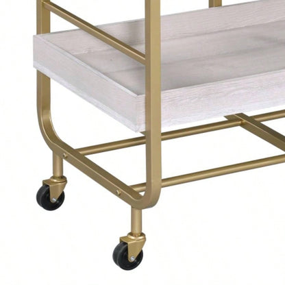 Vorrik Gold White Washed Serving Cart