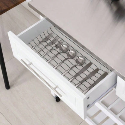 HOMCOM Kitchen Island with Stainless Steel Top, Open Shelves, and Drawers, Gray