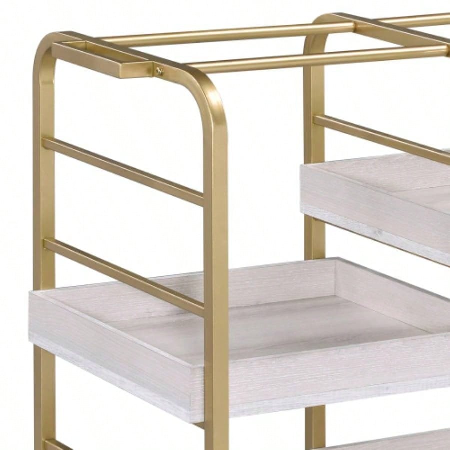 Vorrik Gold White Washed Serving Cart