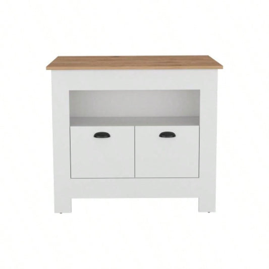 Kitchen Island Geneva, White/ Macadamia