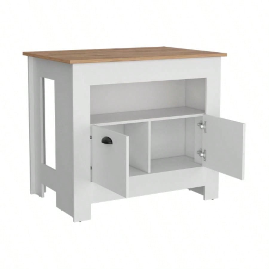 Kitchen Island Geneva, White/ Macadamia