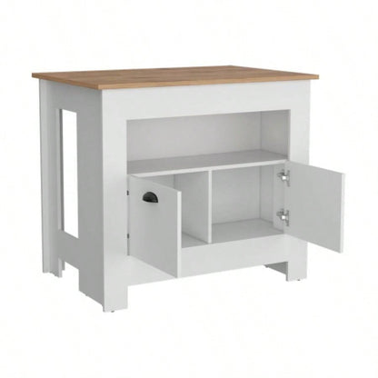 Kitchen Island Geneva, White/ Macadamia