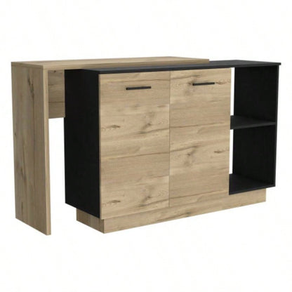 Kitchen Island Ohio, Kitchen, Black/ Light Oak