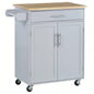 HOMCOM Kitchen Island Cart Rolling Trolley Cart with Drawer, Storage Cabinet Towel Rack, Gray