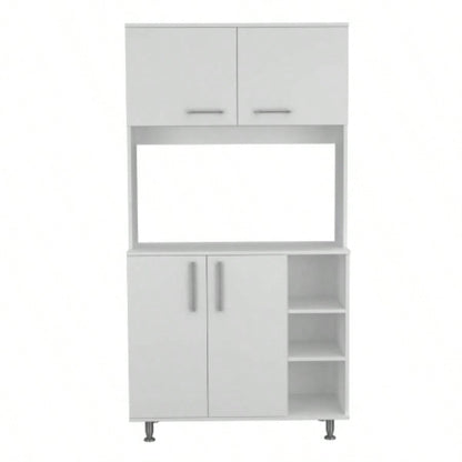 White and Onyx 2 - Piece Kitchen Set, Kitchen Island and Pantry Cabinet