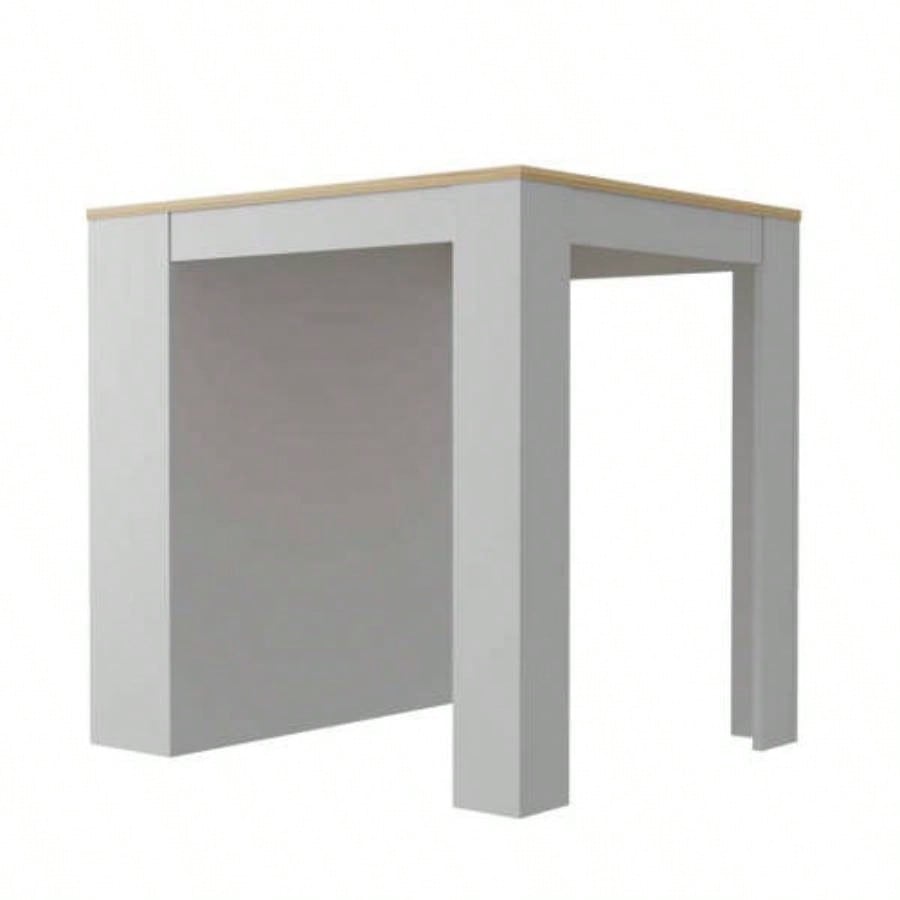 2 Piece Kitchen Set, Kitchen Island Table+ Pantry Cabinet, White/ Light Oak