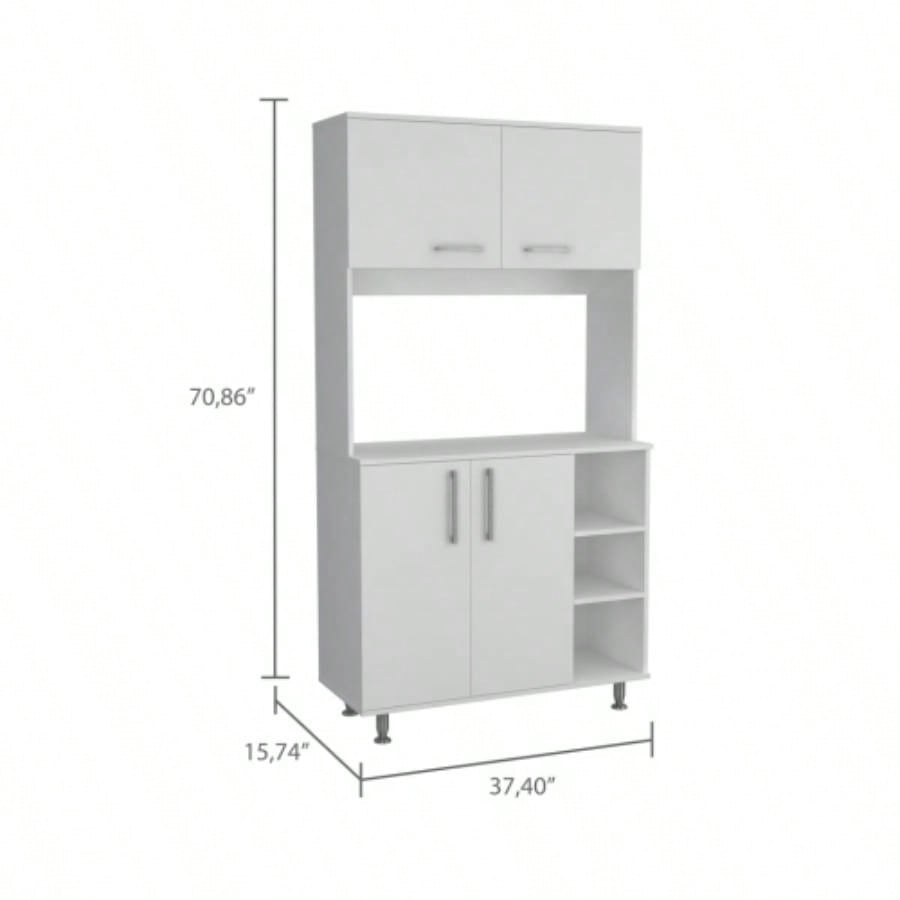 White and Onyx 2 - Piece Kitchen Set, Kitchen Island and Pantry Cabinet