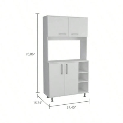 White and Onyx 2 - Piece Kitchen Set, Kitchen Island and Pantry Cabinet