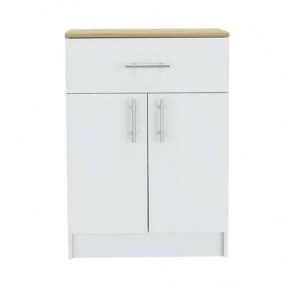 2 Piece Kitchen Set, Kitchen Island Table+ Pantry Cabinet, White/ Light Oak