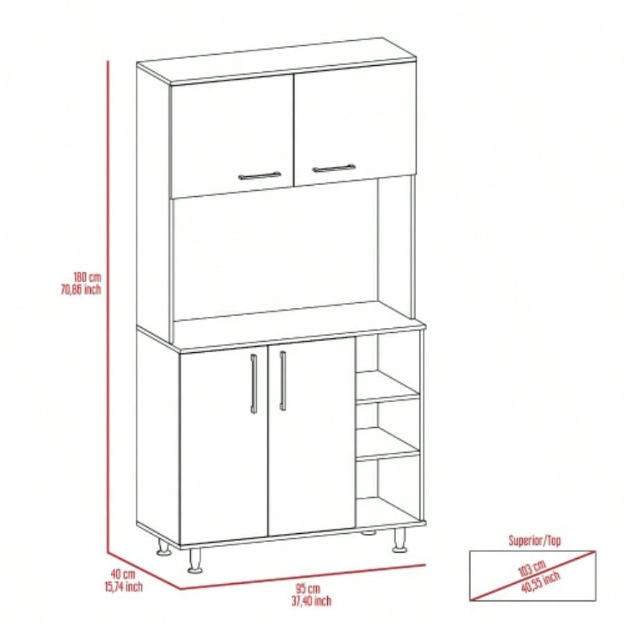 White and Onyx 2 - Piece Kitchen Set, Kitchen Island and Pantry Cabinet