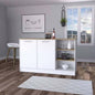 White and Ash 2 - Door Kitchen Island with 3 Open Shelves