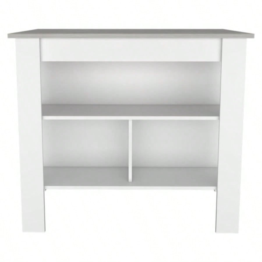 Rockaway 3 - Shelf Kitchen Island White and Ibiza Marble