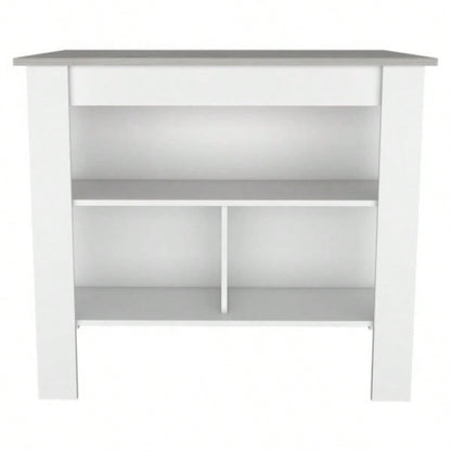 Rockaway 3 - Shelf Kitchen Island White and Ibiza Marble