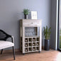 Bar Cart, Twelve Built - in Wine Rack, Four, One Open Shelf - Light Gray