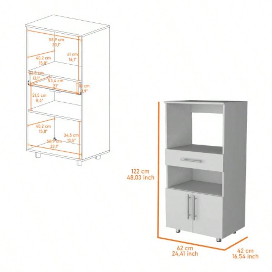Corsica Pantry Cabinet Microwave Stand, Multi - Function with Drawer