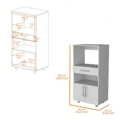 Corsica Pantry Cabinet Microwave Stand, Multi - Function with Drawer