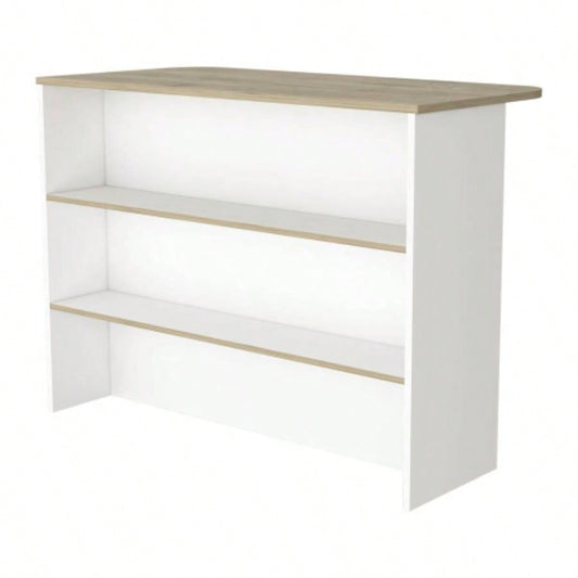 White and Light Pine 3 - Tier Shelf Kitchen Island