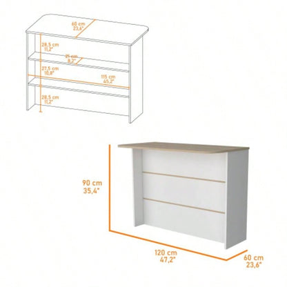 White and Light Pine 3 - Tier Shelf Kitchen Island