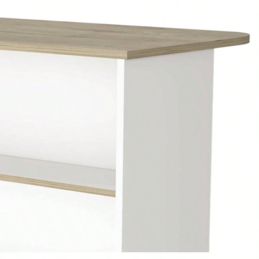 White and Light Pine 3 - Tier Shelf Kitchen Island