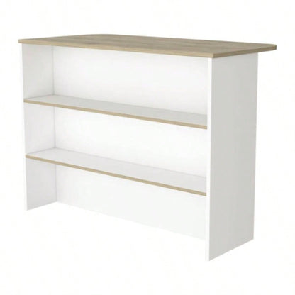 White and Light Pine 3 - Tier Shelf Kitchen Island