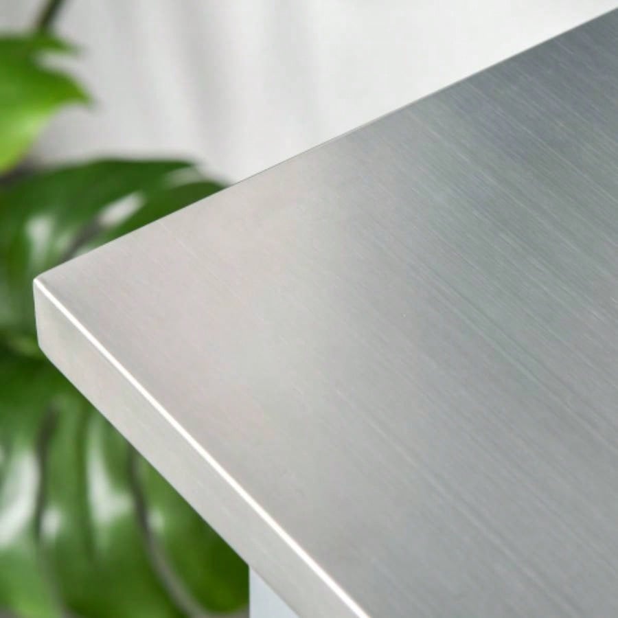 HOMCOM Kitchen Island with Stainless Steel Top, Traditional Kitchen Island with Storage, 2 - Tier Open Shelves, Drawers, Light Gray